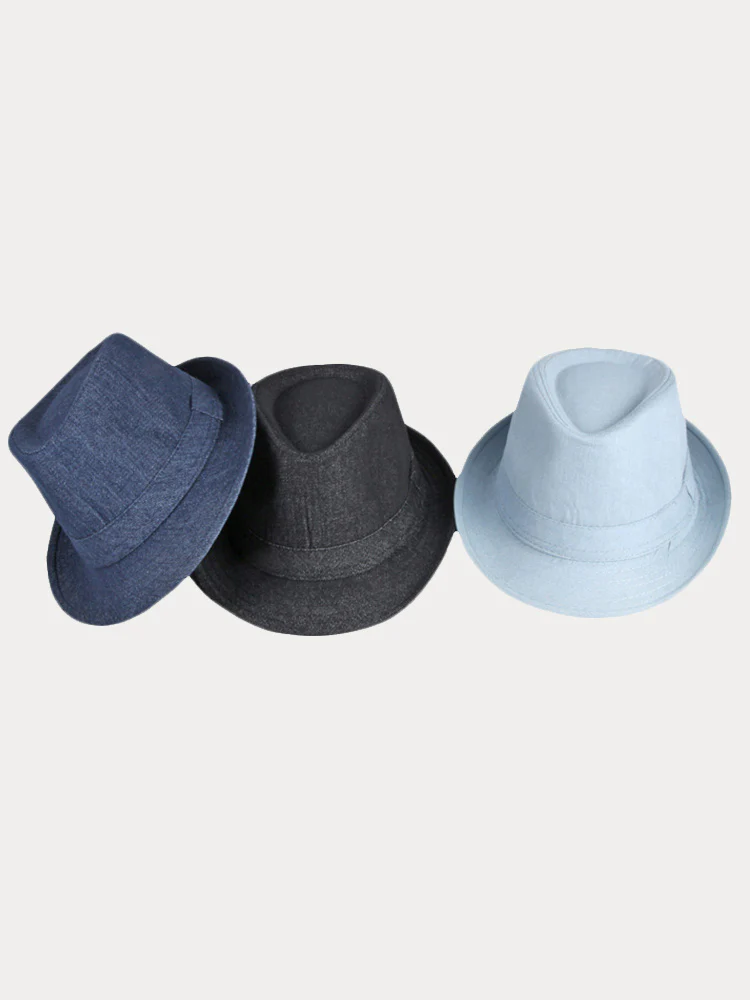 Classic Spring Summer Cotton Denim Fedora Hat - Image 5