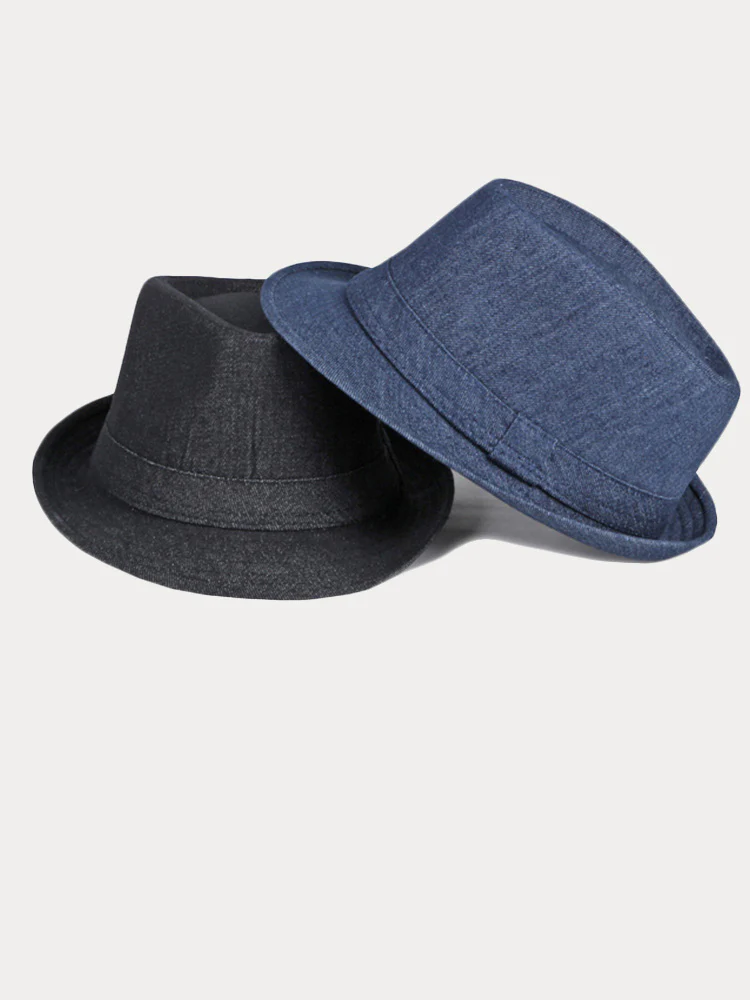 Classic Spring Summer Cotton Denim Fedora Hat - Image 6