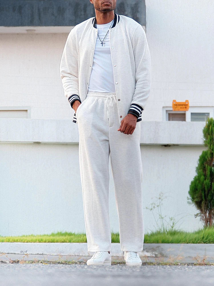 Classic Striped Trim Jacket Pants Set - Image 13
