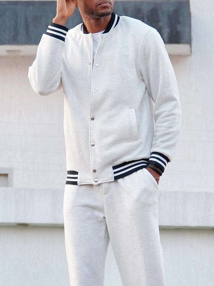 Classic Striped Trim Jacket Pants Set - Image 16