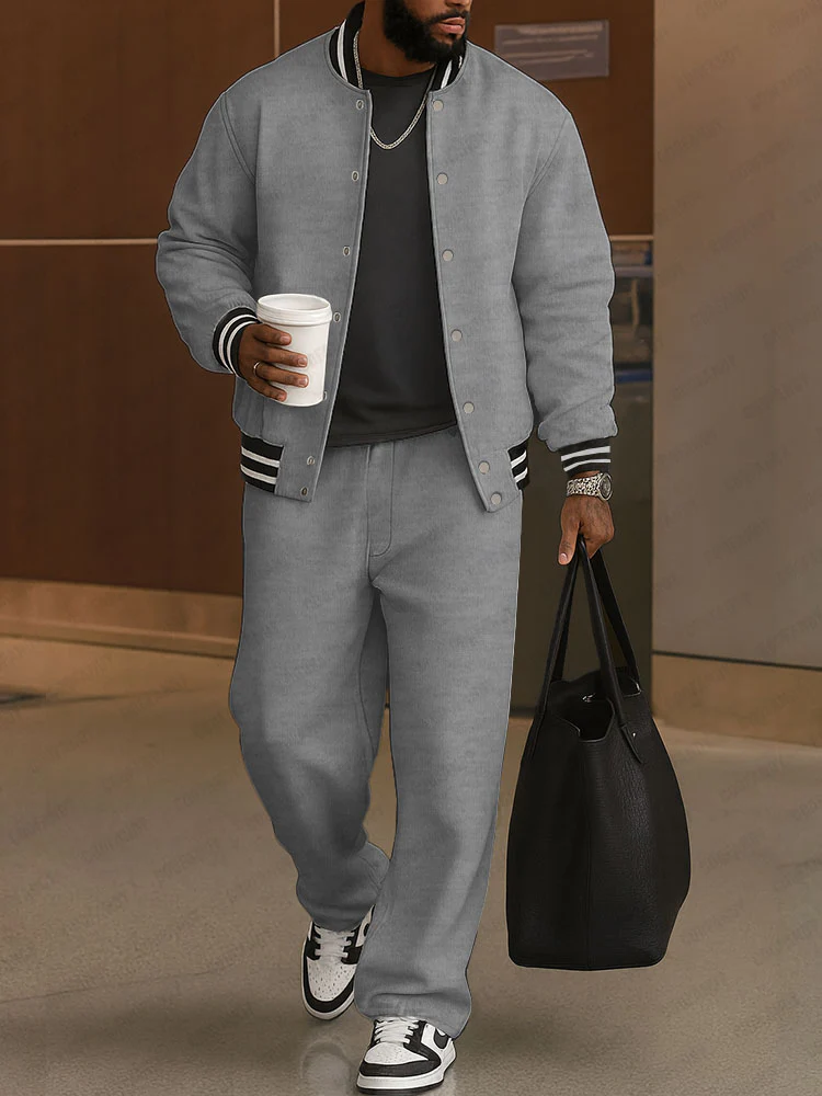 Classic Striped Trim Jacket Pants Set - Image 5