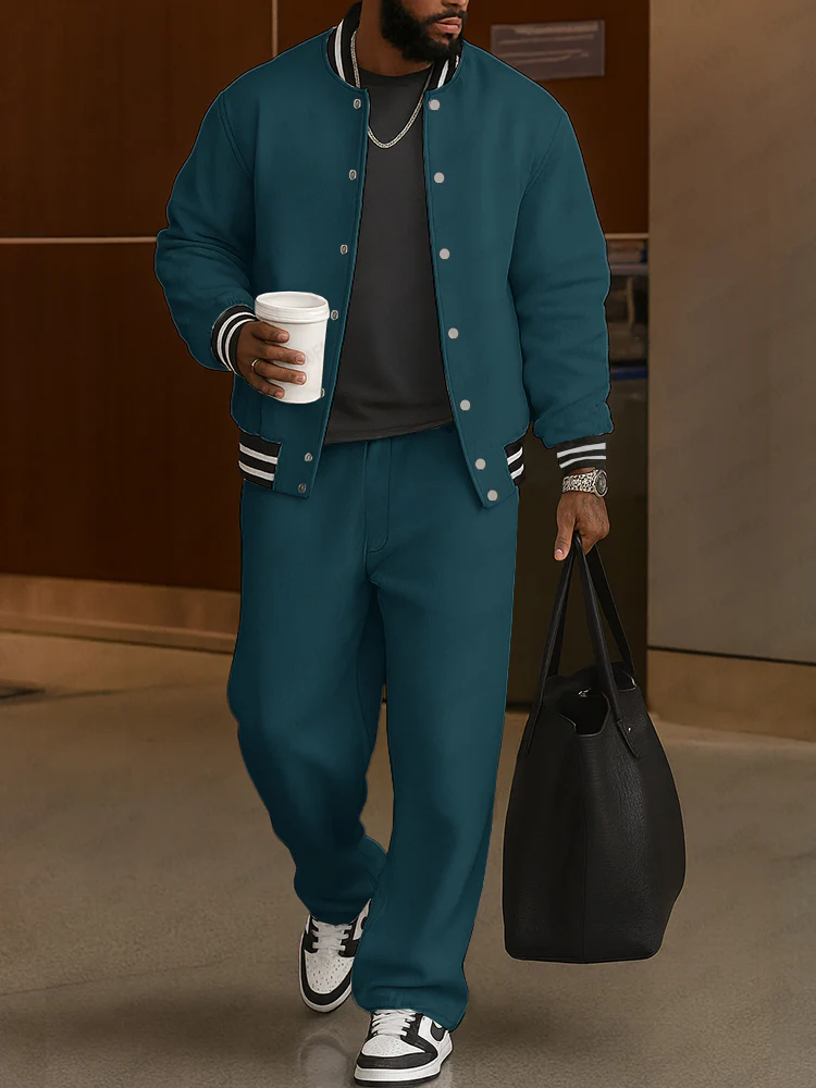 Classic Striped Trim Jacket Pants Set - Image 6