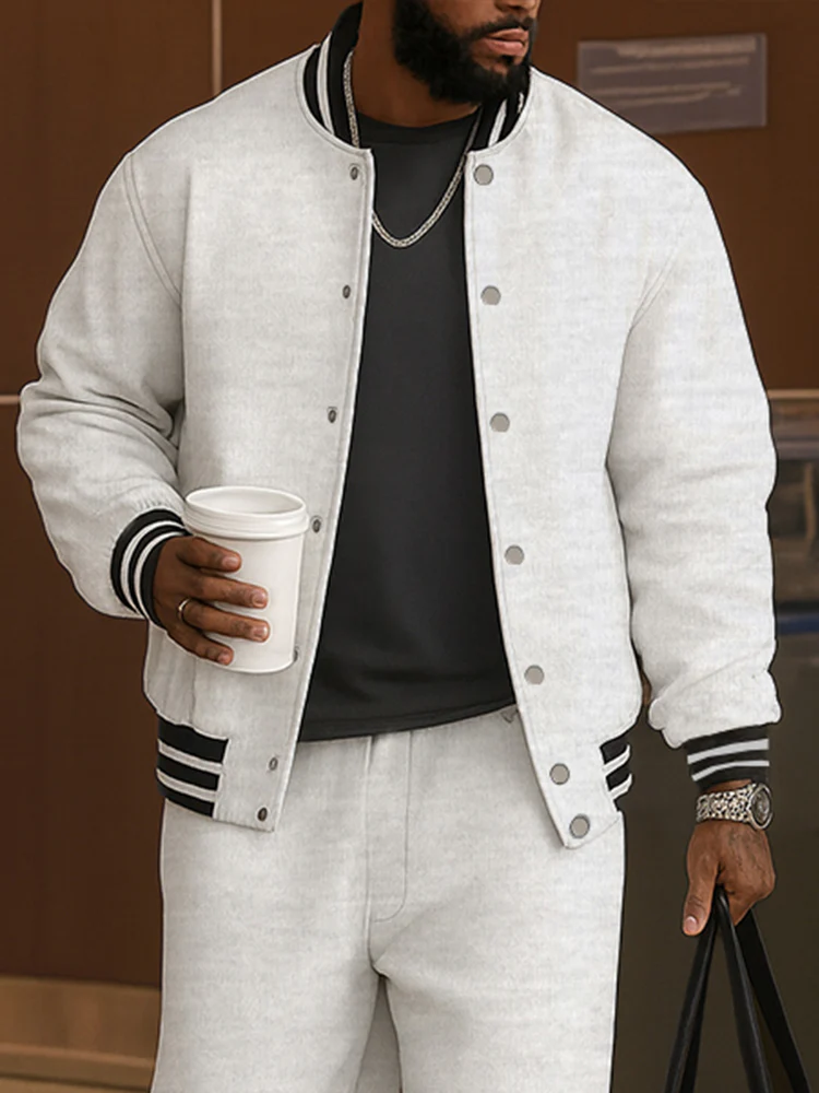 Classic Striped Trim Jacket Pants Set - Image 9