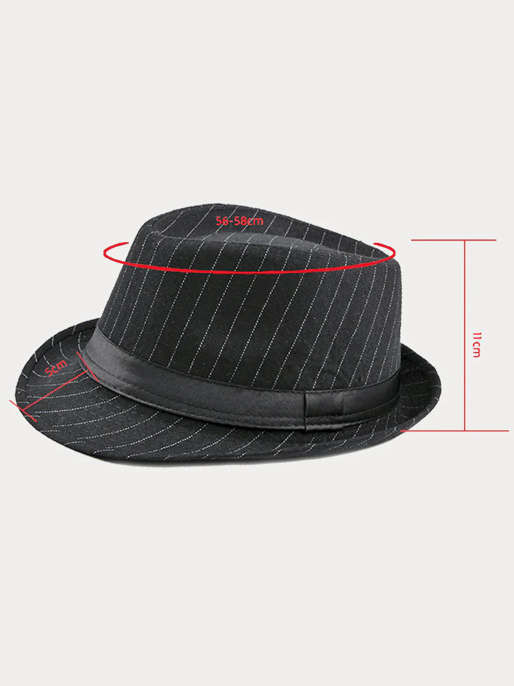 Classic Striped Wide Brim Fedora Hat - Image 4