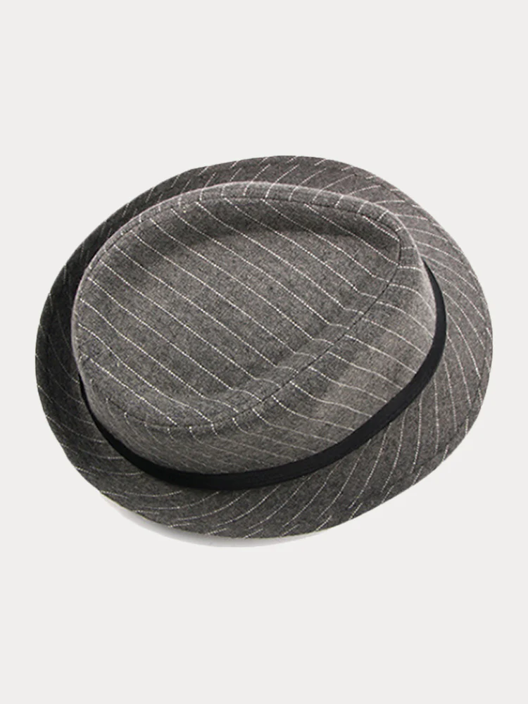 Classic Striped Wide Brim Fedora Hat - Image 5