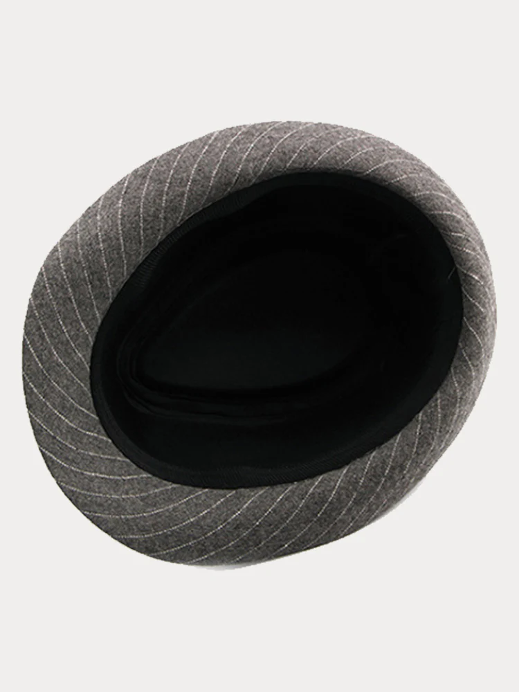 Classic Striped Wide Brim Fedora Hat - Image 6