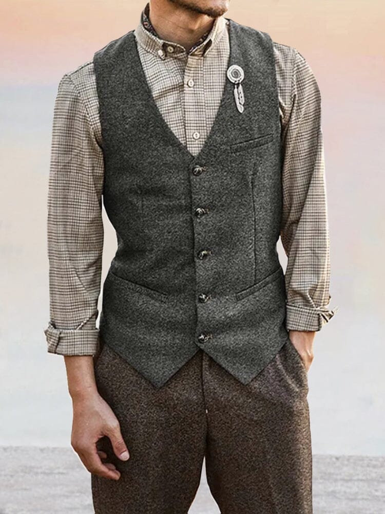 Classic Tweed Suit Vest - Image 5