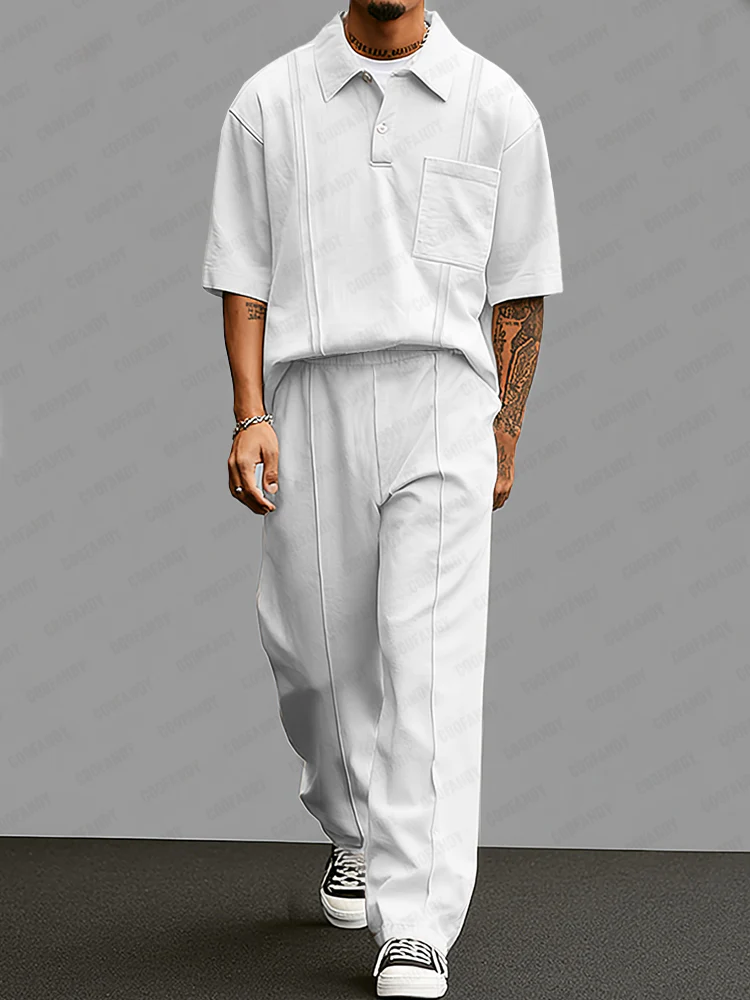 Classy Casual Polo Shirt Pants Set