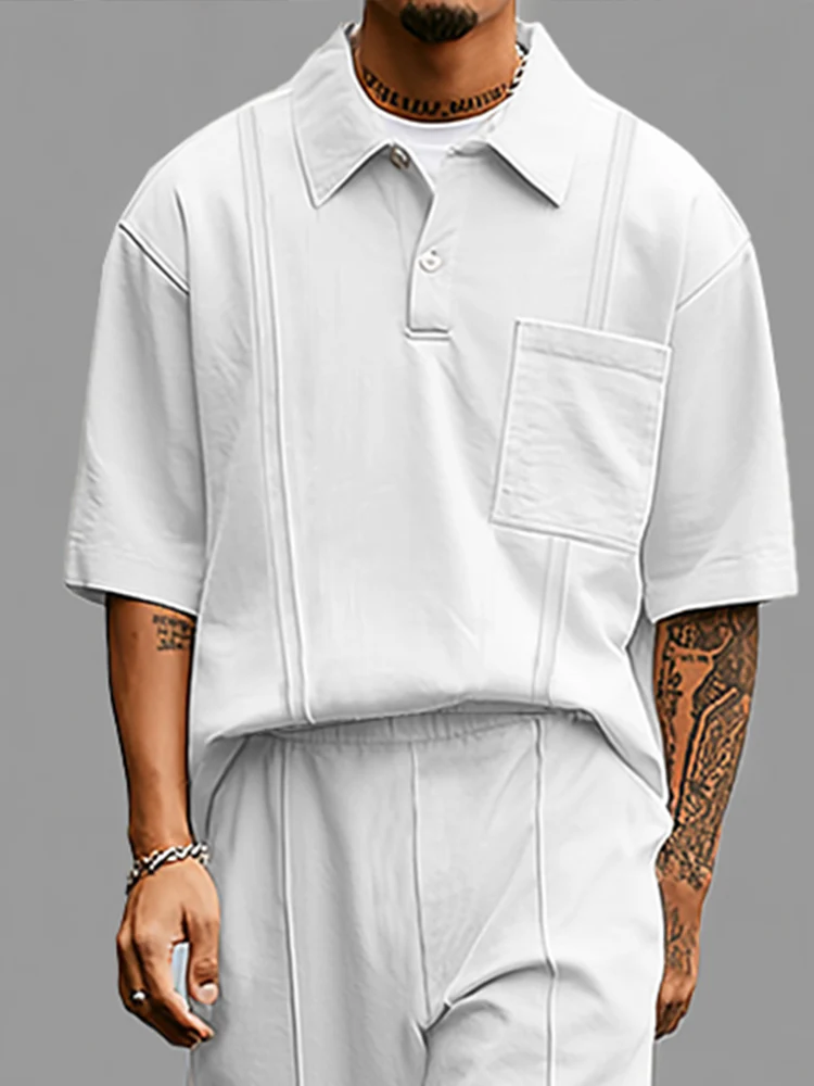 Classy Casual Polo Shirt Pants Set - Image 3