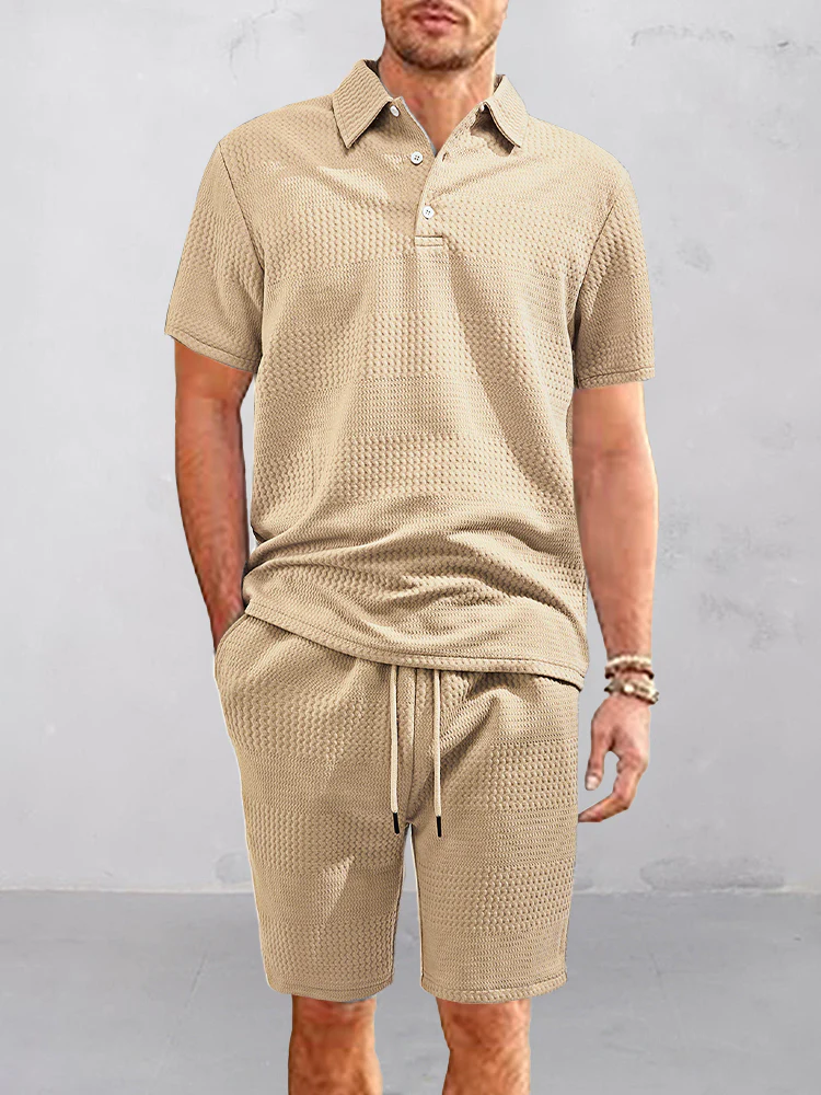 Comfort Fit Jacquard Textured 2-Piece Set