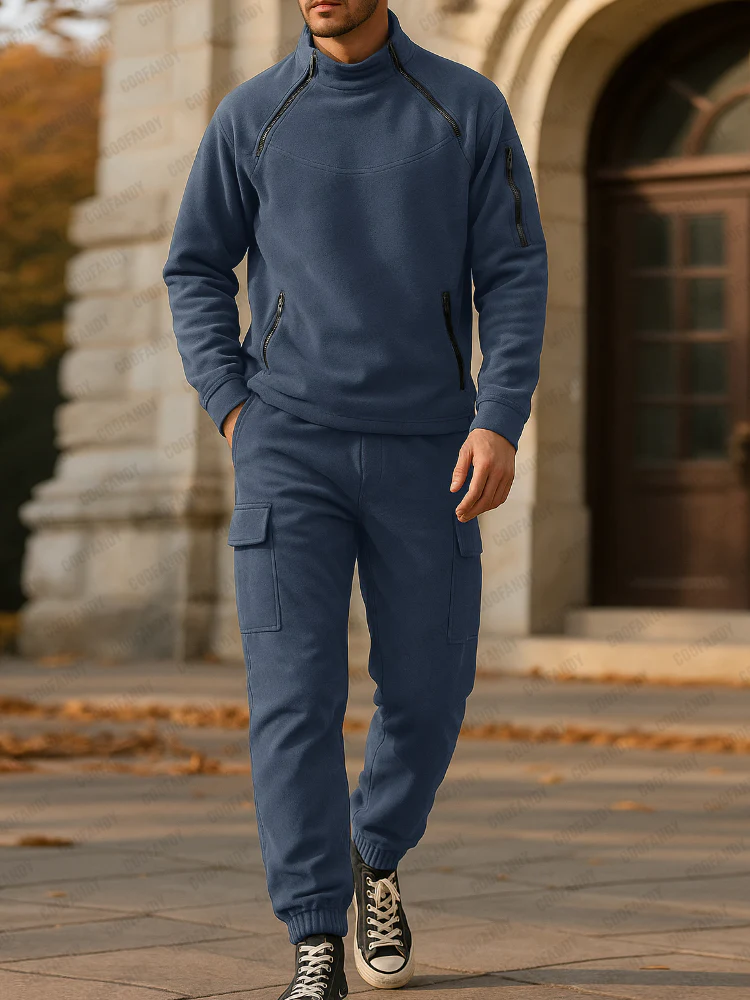 Comfort Fleece Zip Pockets Tracksuit Set - Image 2