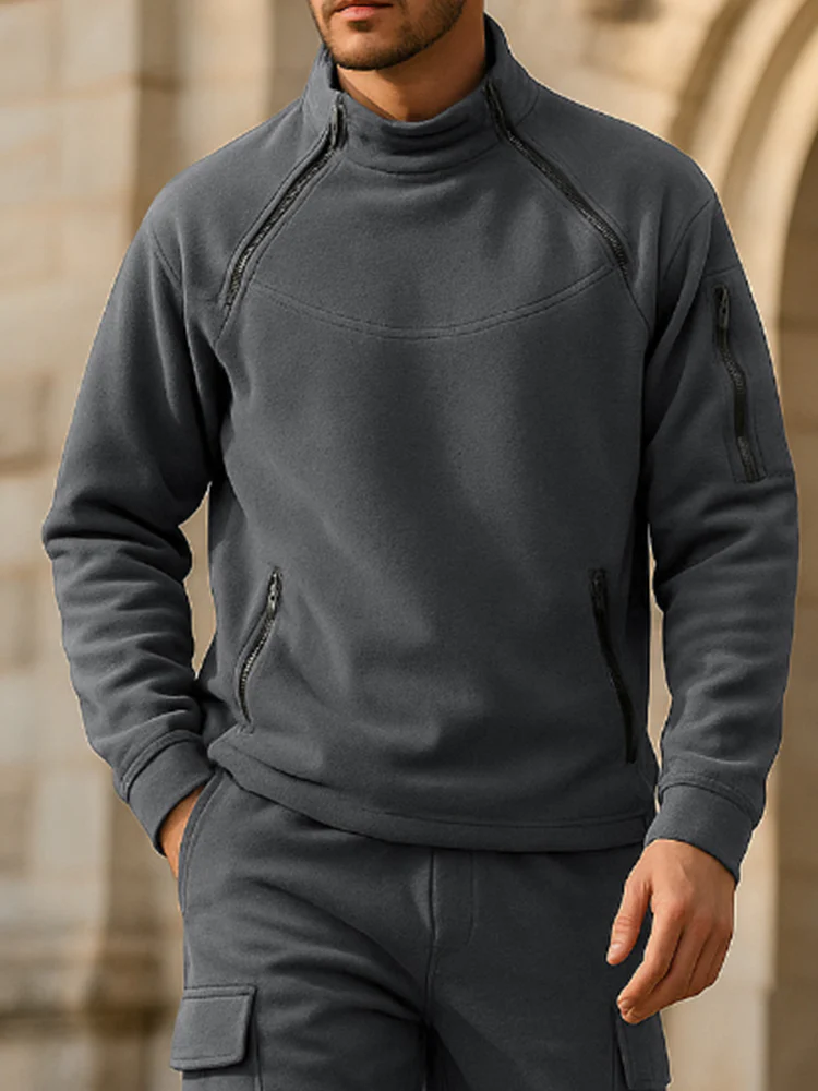 Comfort Fleece Zip Pockets Tracksuit Set - Image 3