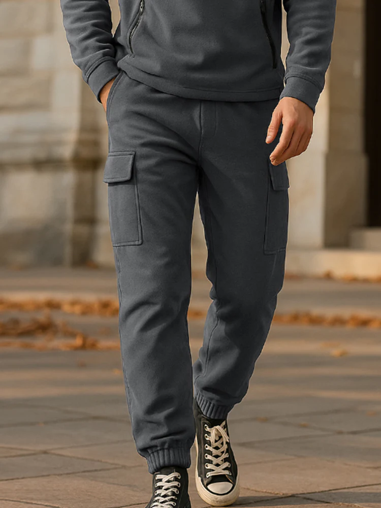 Comfort Fleece Zip Pockets Tracksuit Set - Image 4