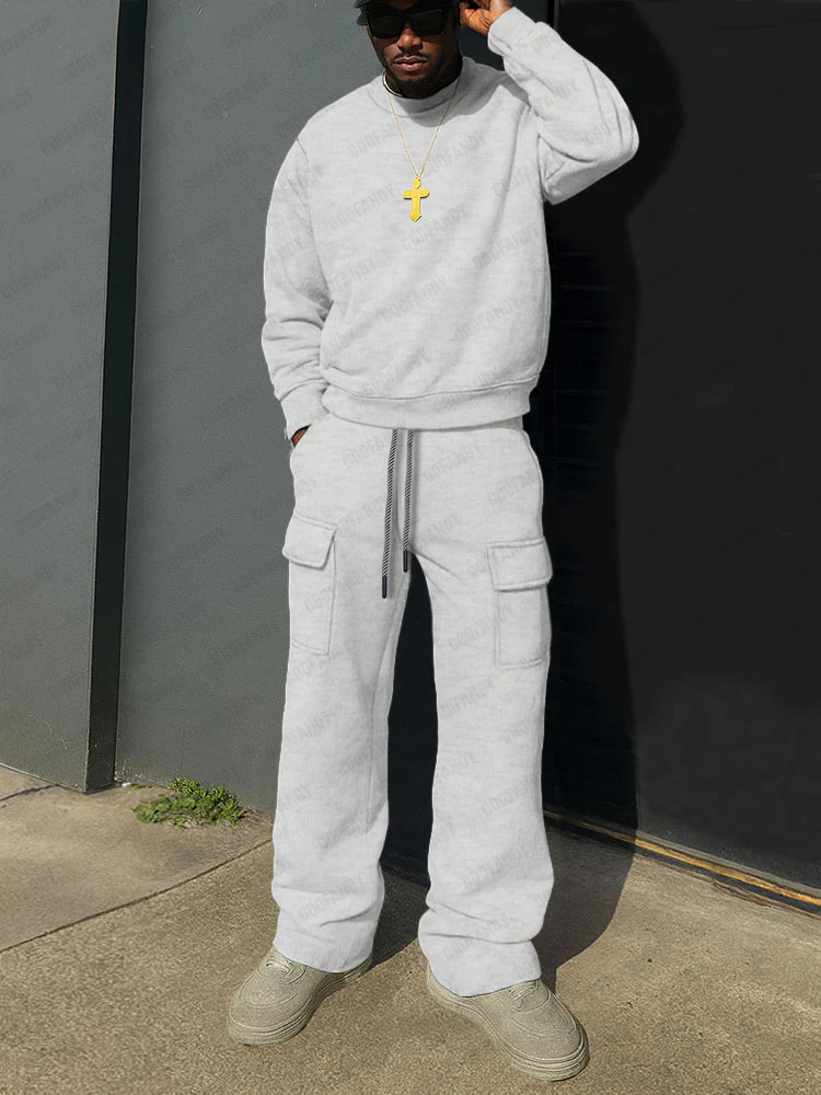 Comfort Ribbed Crewneck Sweatshirt Set