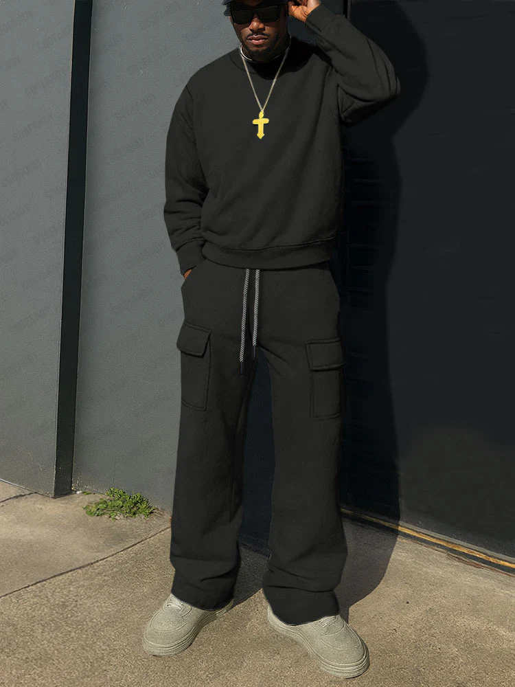 Comfort Ribbed Crewneck Sweatshirt Set - Image 2