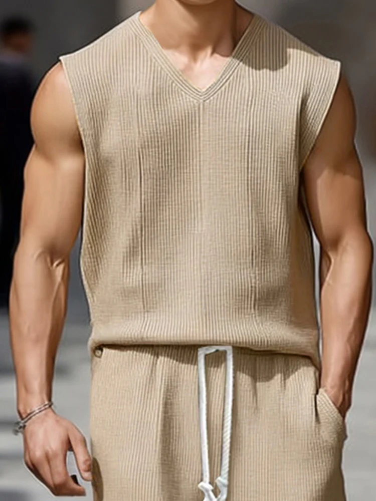 Comfort Stripe Textured Casual Set - Image 5
