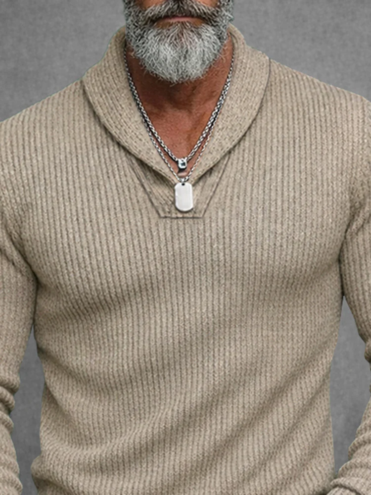 Comfortable Fit Shawl Collar Knit Top - Image 4