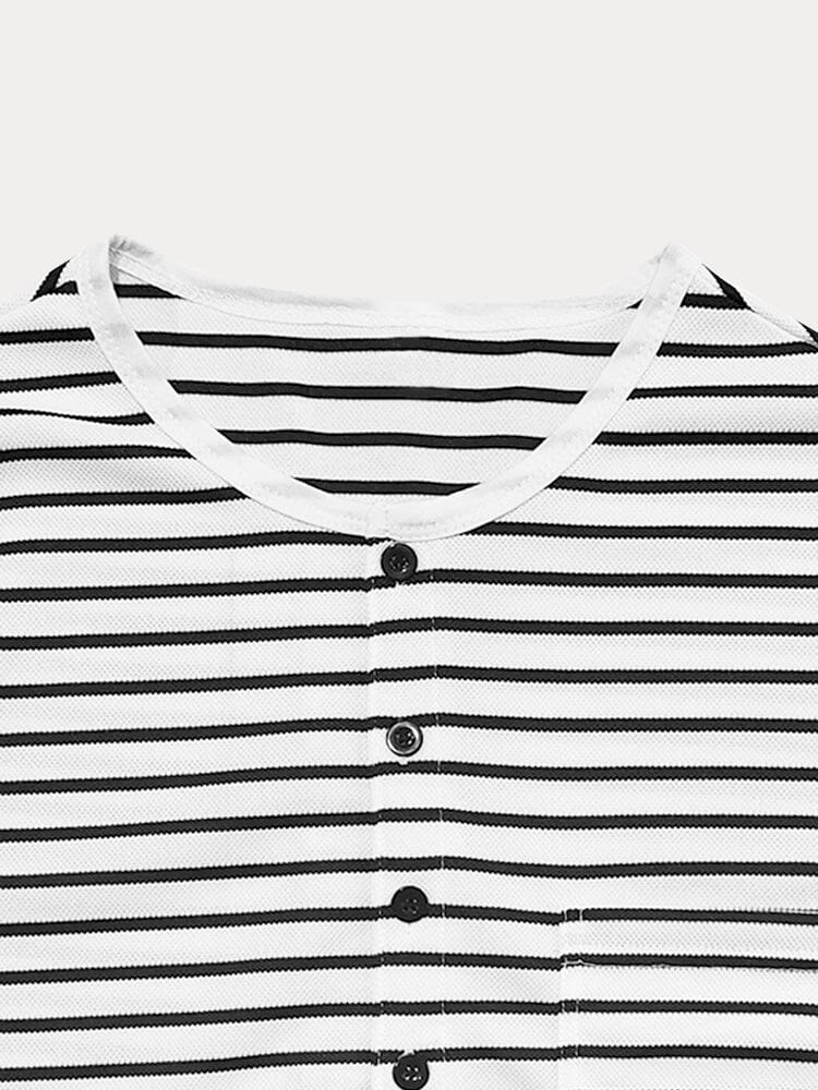 Comfy Basic Stripe Henley Shirt - Image 7