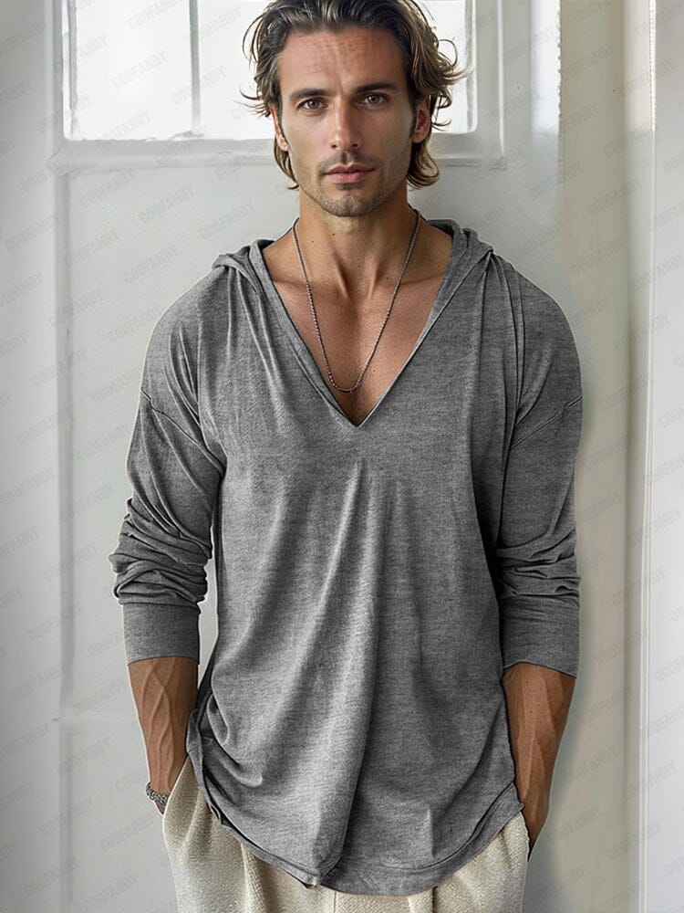 Comfy Hooded V-Neck Top - Image 2