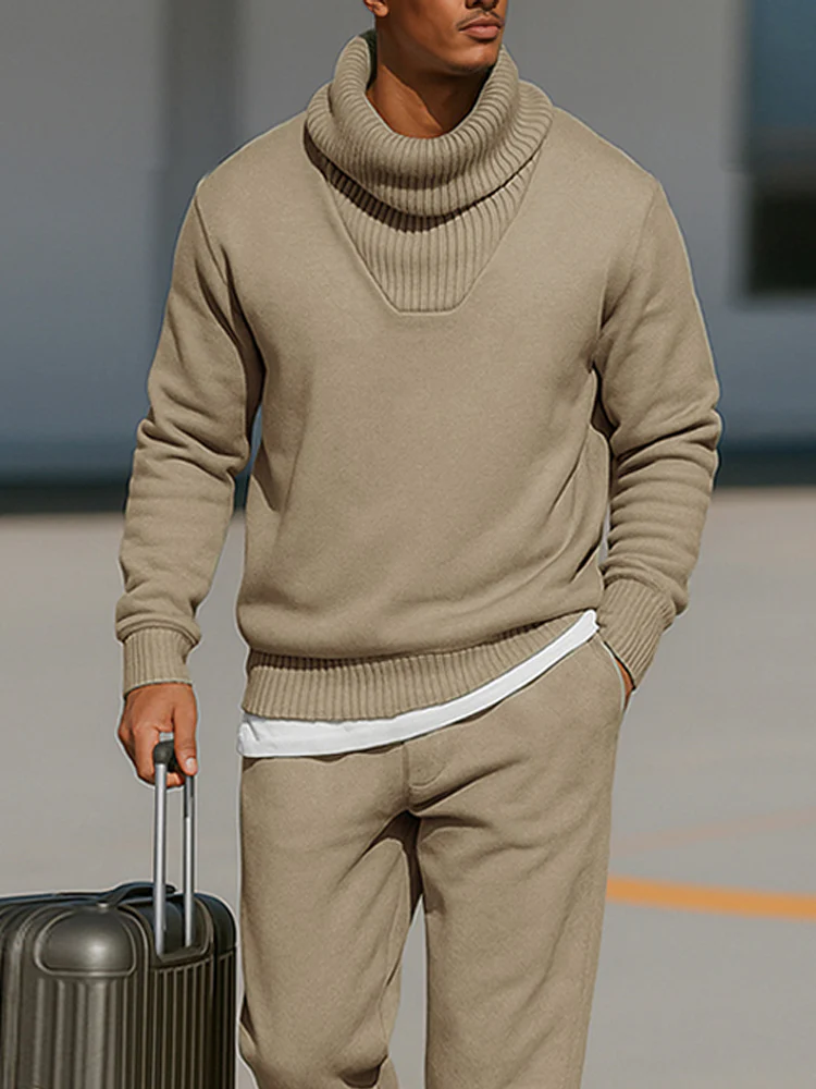 Comfy Ribbed Turtleneck Sweatsuit Set - Image 3