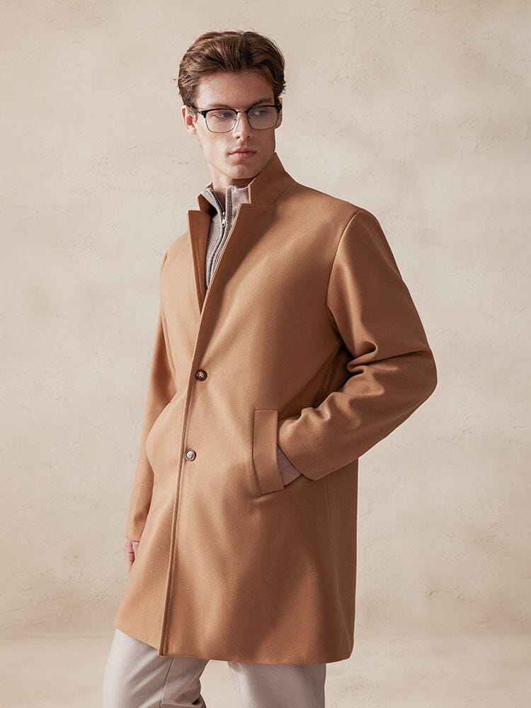 Comfy Stand Collar Tweed Coat - Image 4