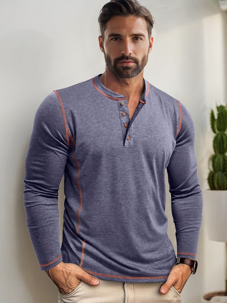 Comfy Versatile Contrast Stitching Shirt - Image 3