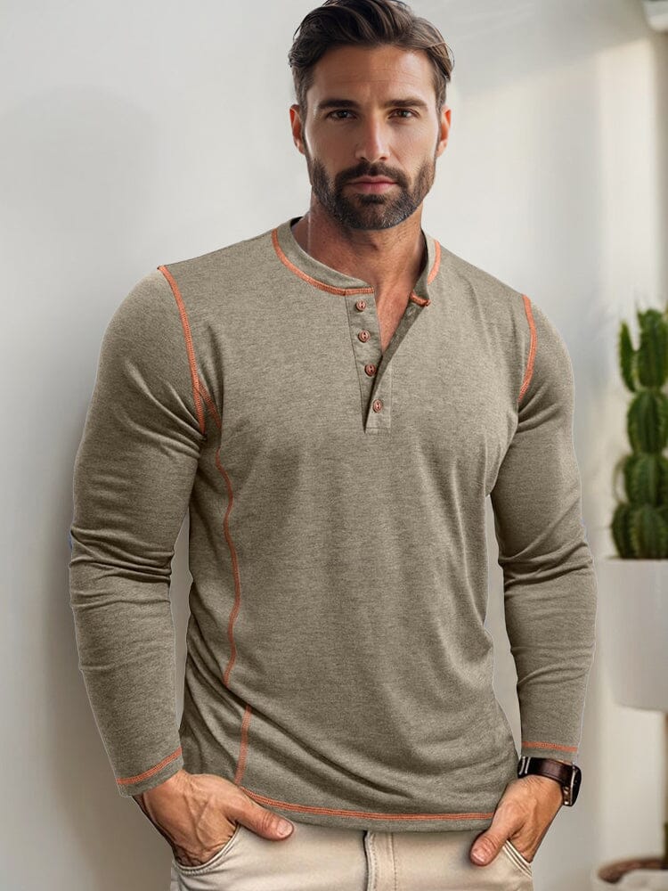 Comfy Versatile Contrast Stitching Shirt - Image 4