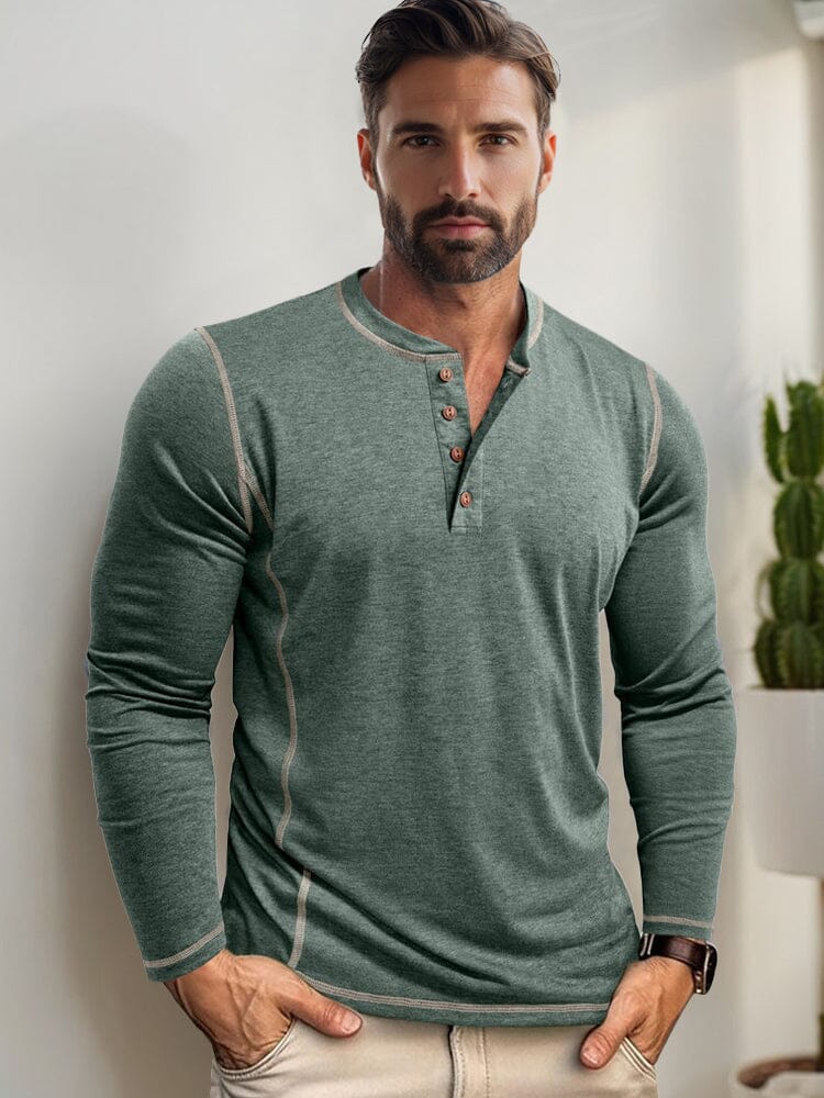 Comfy Versatile Contrast Stitching Shirt - Image 5