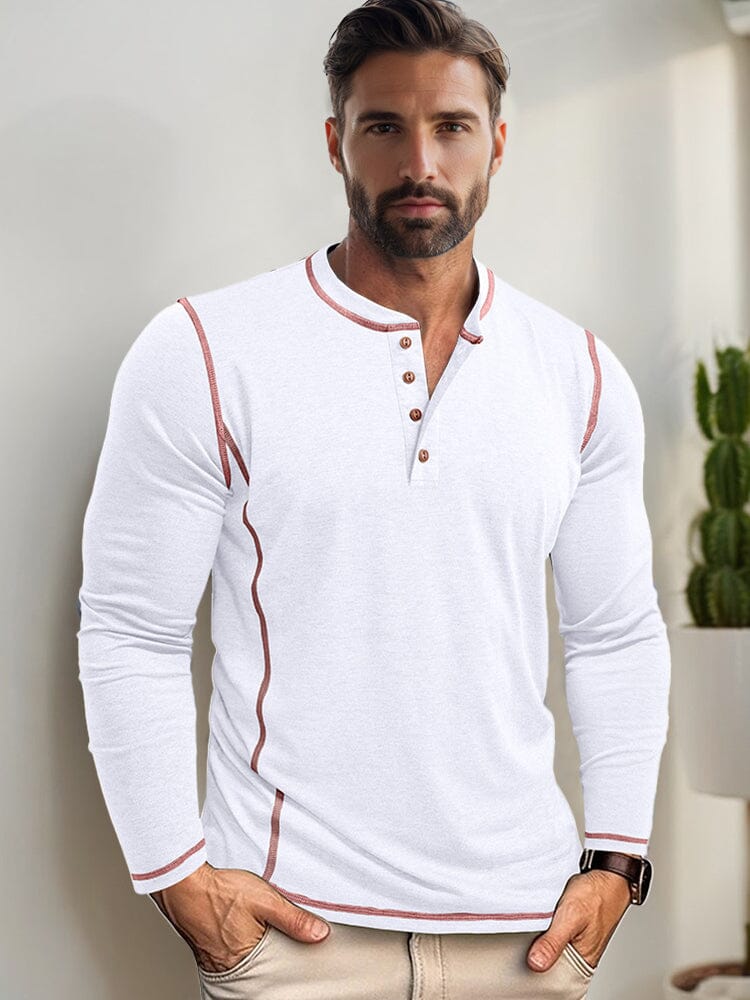 Comfy Versatile Contrast Stitching Shirt - Image 7