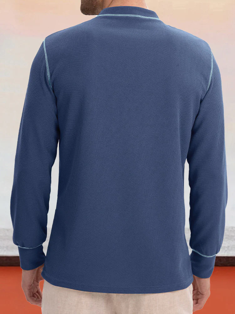 Comfy Versatile Waffle Henley Shirt - Image 7