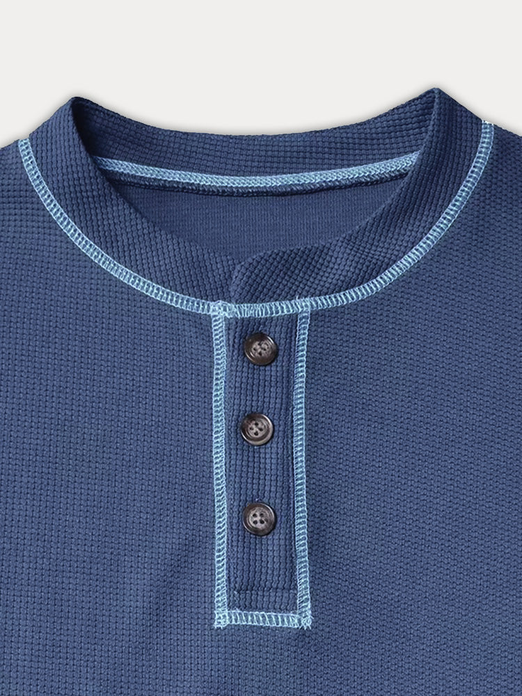 Comfy Versatile Waffle Henley Shirt - Image 8