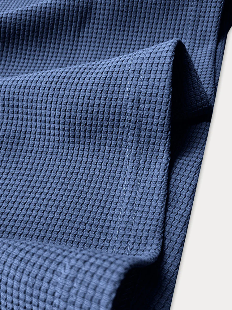 Comfy Versatile Waffle Henley Shirt - Image 9