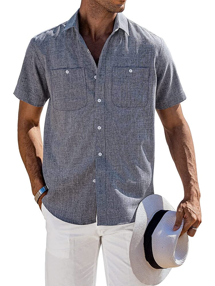 Casual Button Down Solid Linen Shirt (US Only) - Image 2