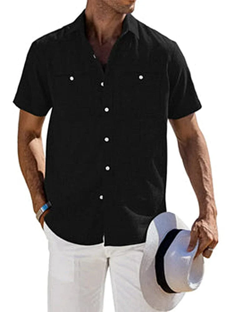 Casual Button Down Solid Linen Shirt (US Only) - Image 3