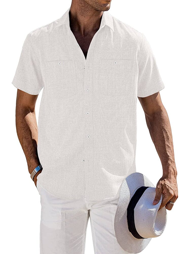 Casual Button Down Solid Linen Shirt (US Only) - Image 4