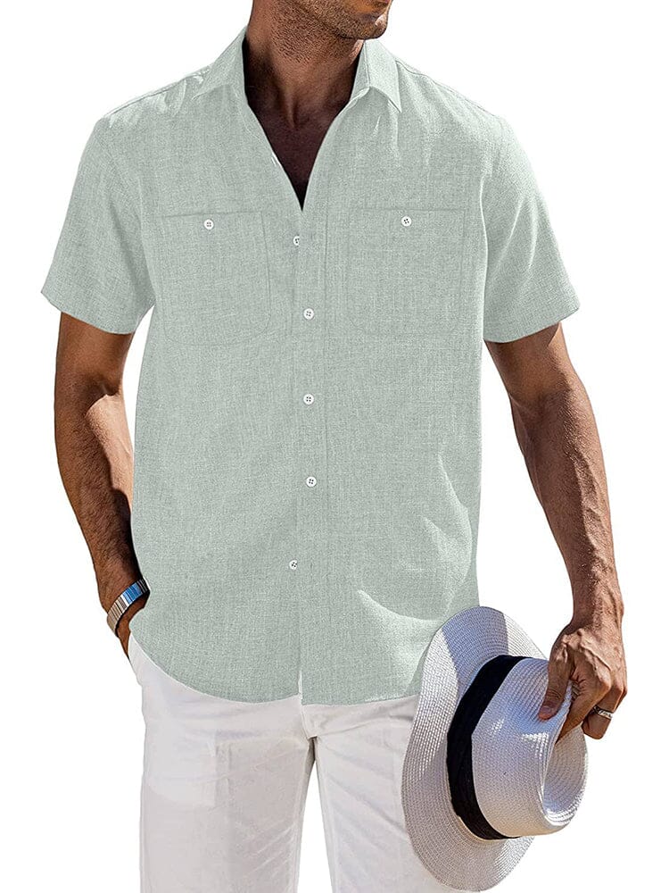 Casual Button Down Solid Linen Shirt (US Only) - Image 5