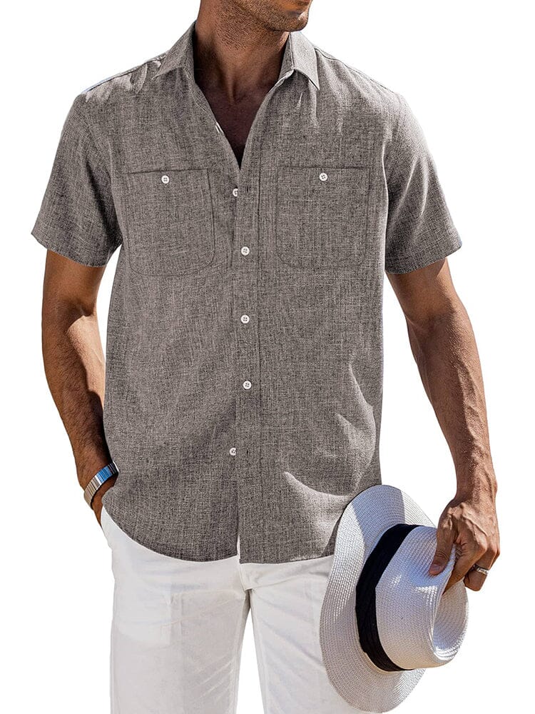 Casual Button Down Solid Linen Shirt (US Only) - Image 6