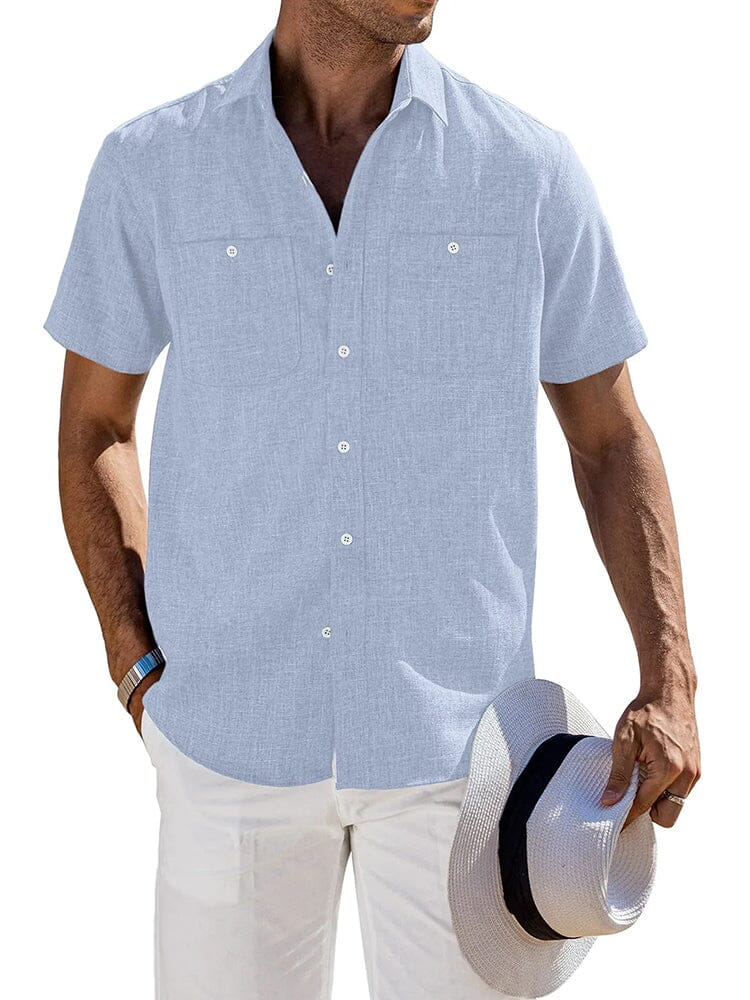 Casual Button Down Solid Linen Shirt (US Only) - Image 7
