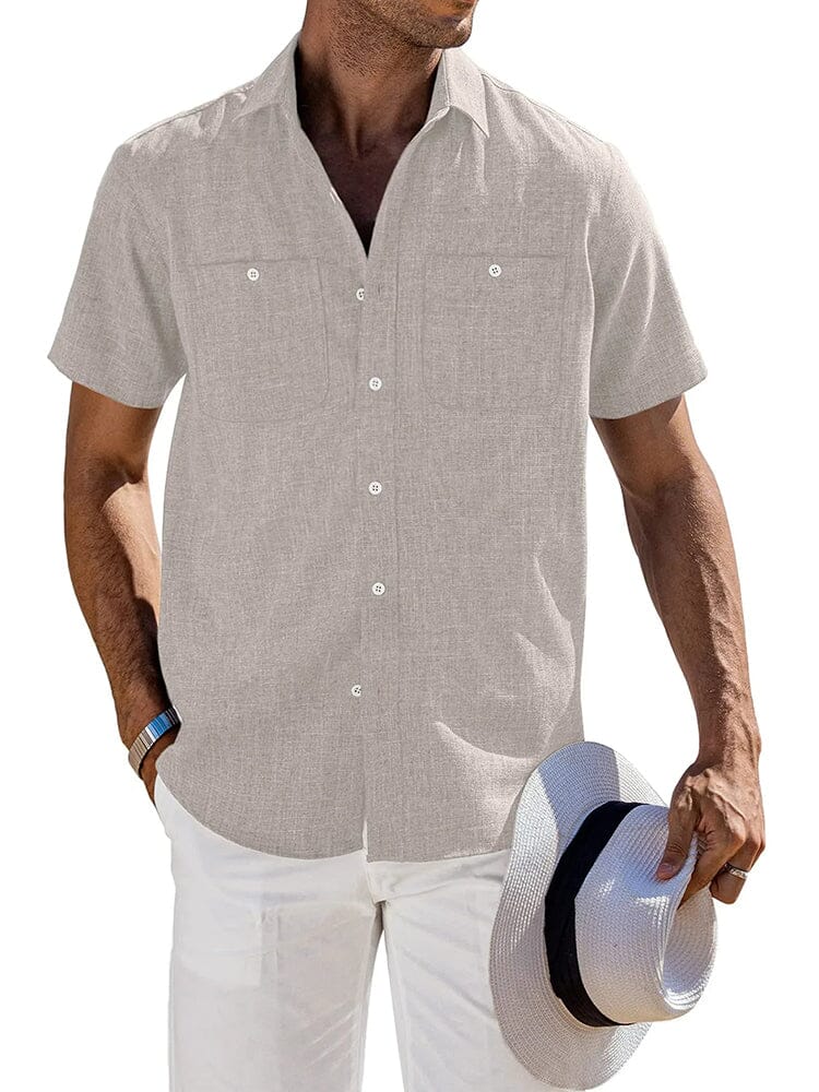 Casual Button Down Solid Linen Shirt (US Only) - Image 8