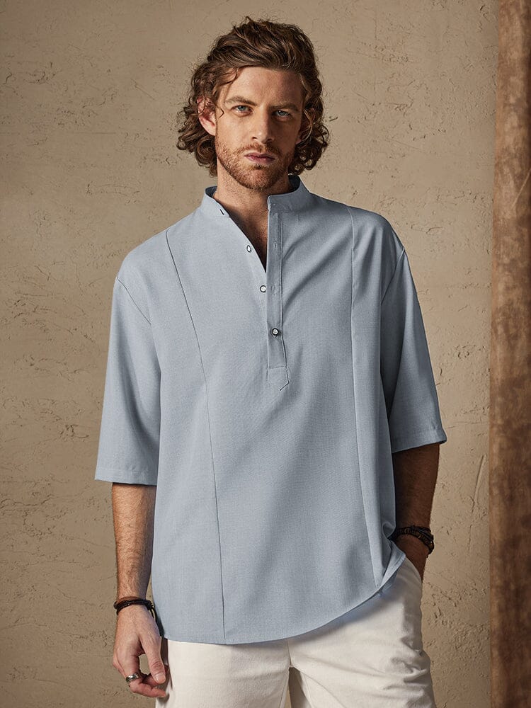 Casual Cotton Linen Mid-sleeve Shirt - Image 3