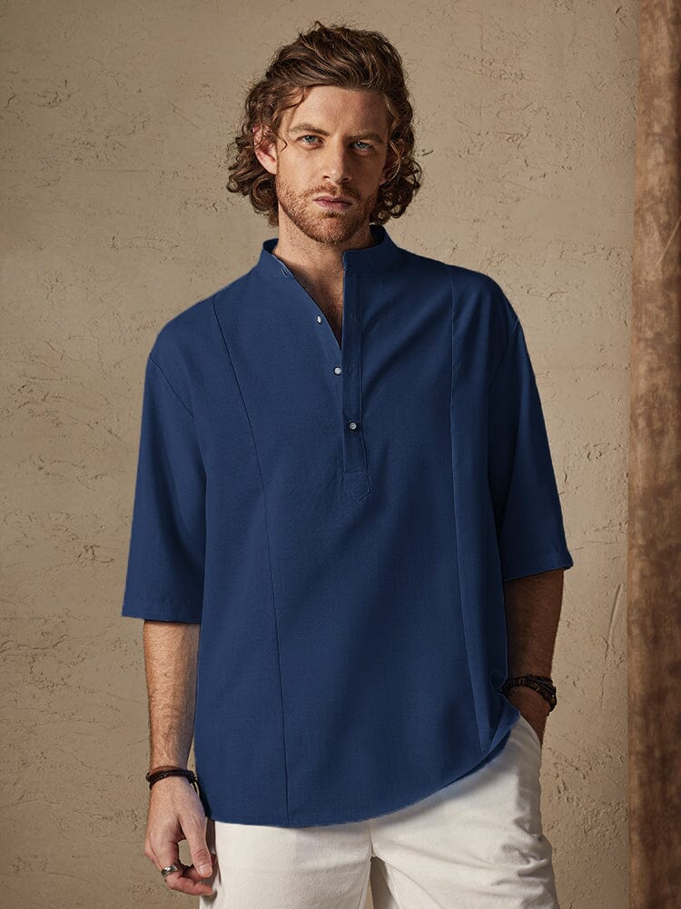 Casual Cotton Linen Mid-sleeve Shirt - Image 4
