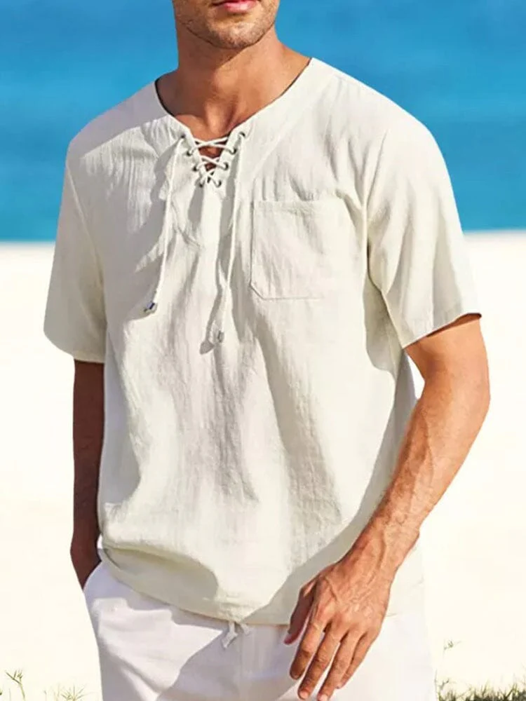 Casual Linen Style V Neck Shirts (US Only) - Image 3