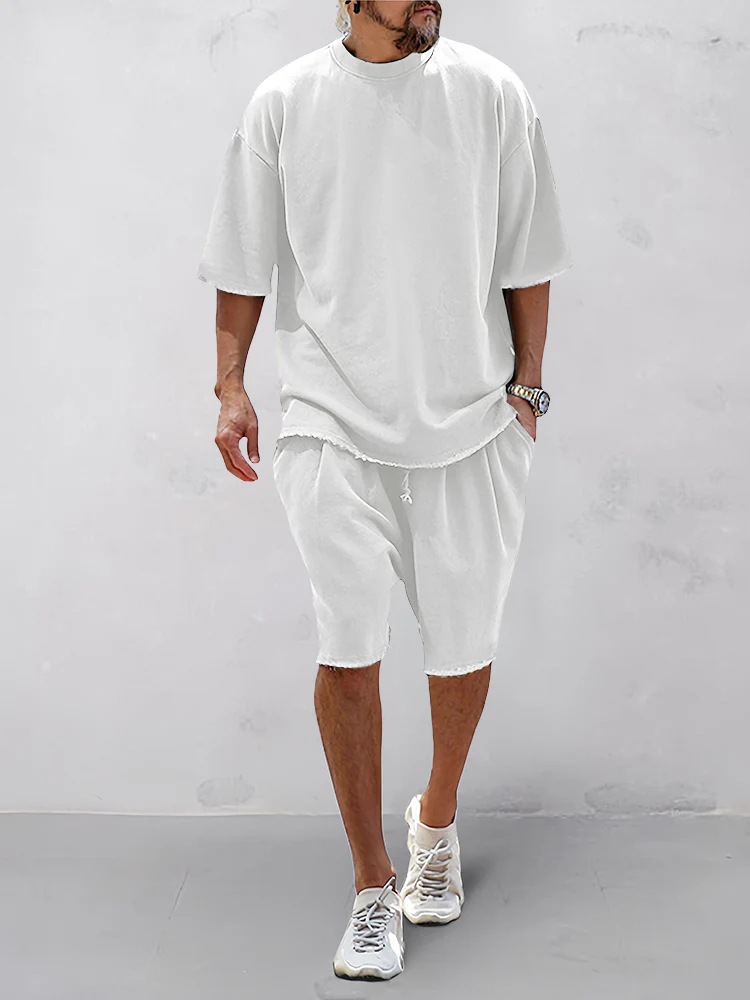 Casual Loose Fit Solid Sports Sets - Image 3