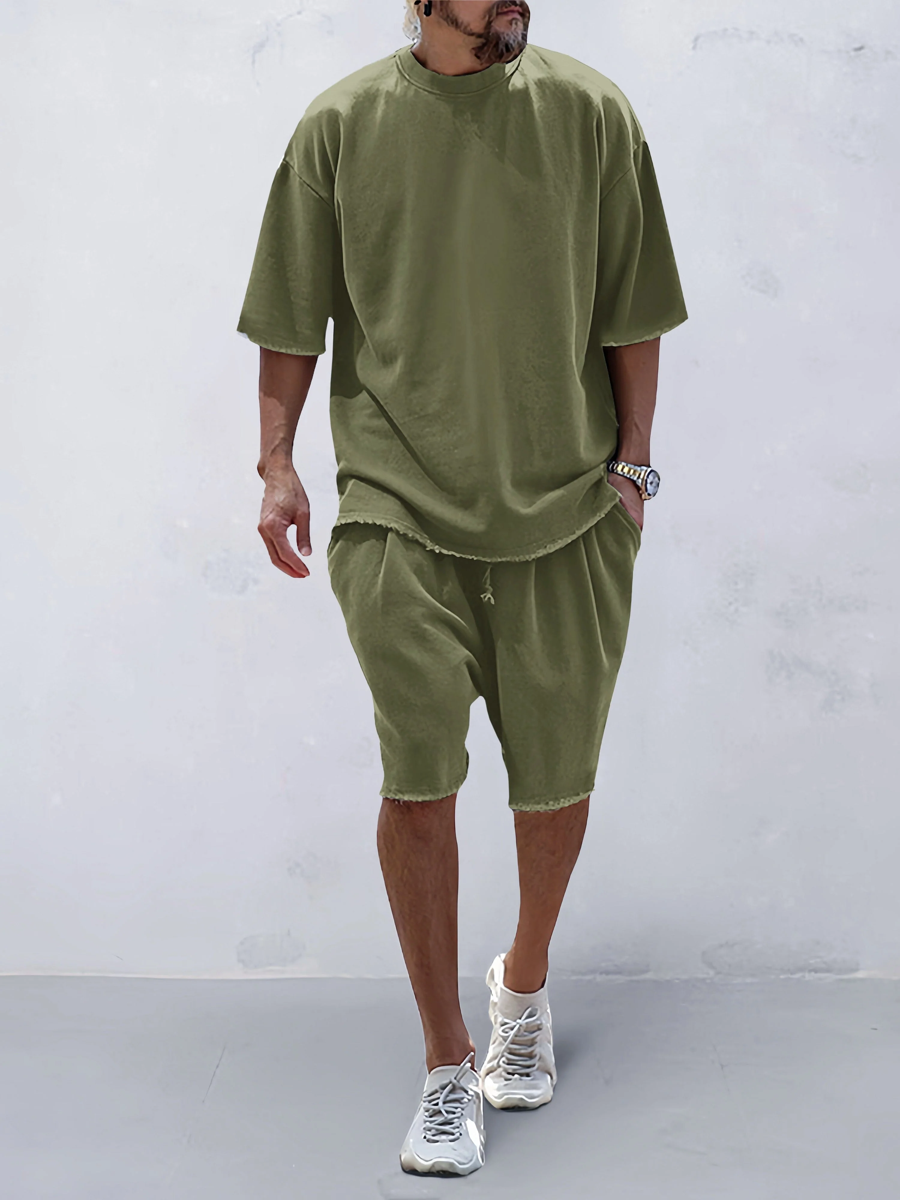 Casual Loose Fit Solid Sports Sets - Image 6