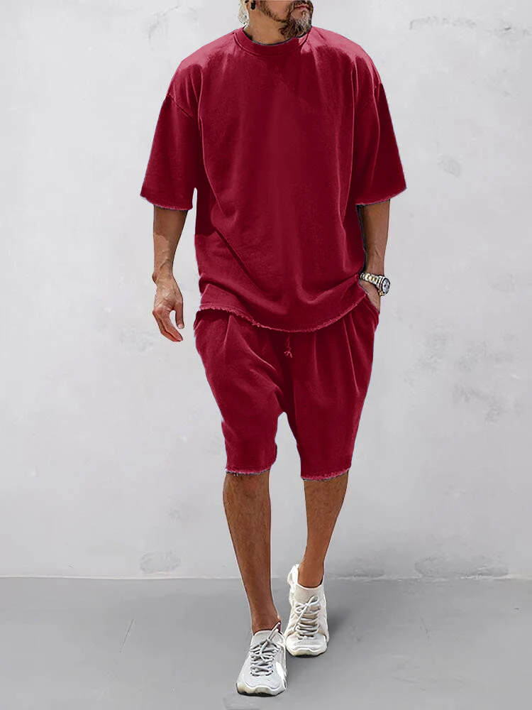 Casual Loose Fit Solid Sports Sets - Image 9