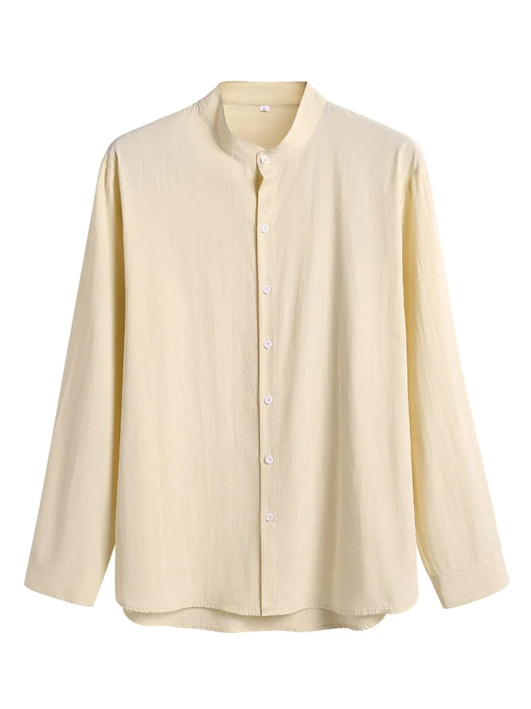 Casual Solid Color Cotton Linen Beach Shirt Set - Image 9