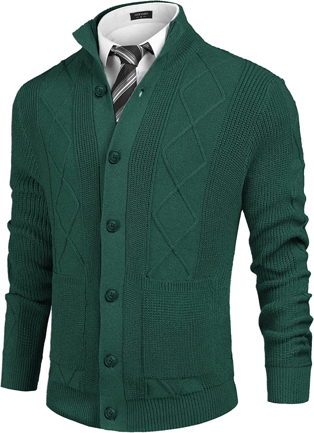 Casual Stand Collar Button Down Cardigan with Pockets (US Only) - Image 3