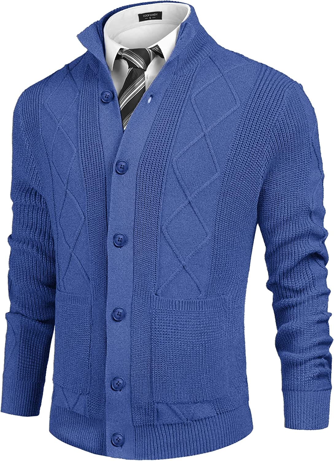 Casual Stand Collar Button Down Cardigan with Pockets (US Only) - Image 6