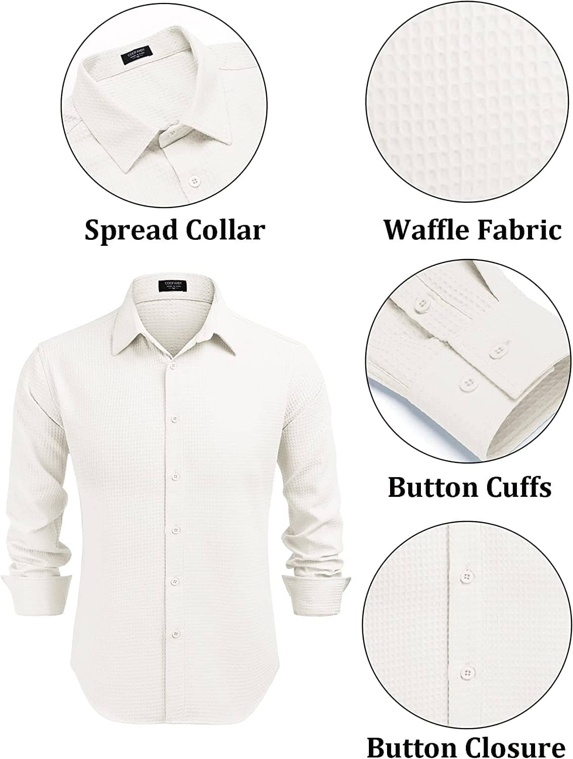Casual Waffle Button Down Wrinkle Free Shirt (US Only) - Image 9