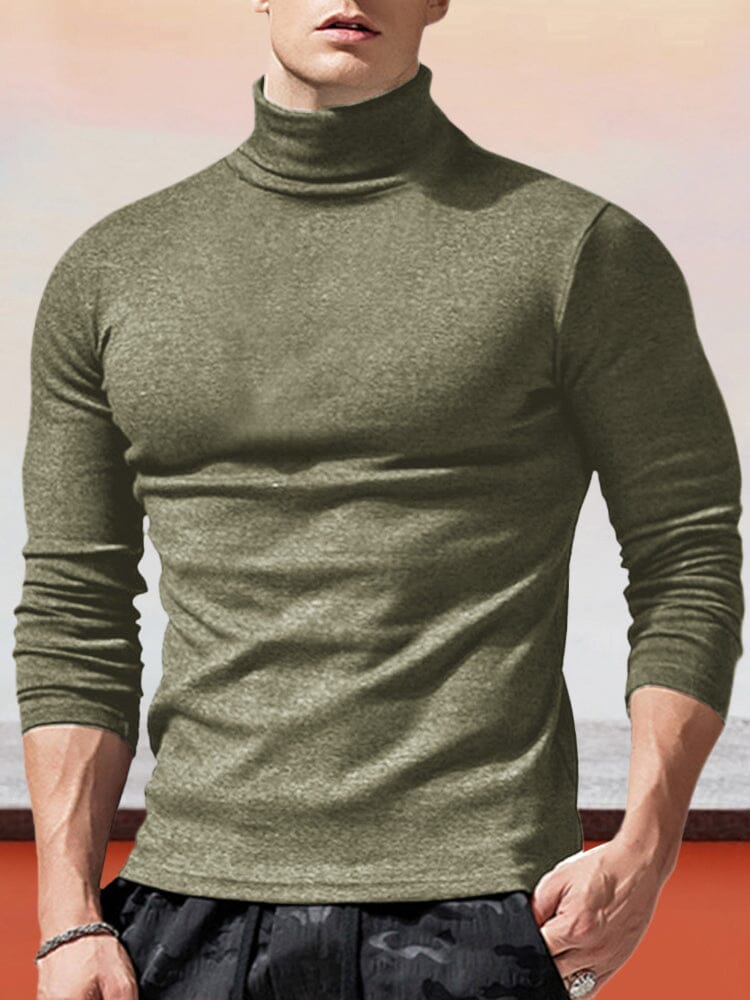 Classic Slim Fit Turtleneck Basic Top - Image 10